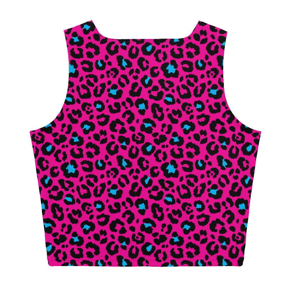 Top corto de leopardo rosa