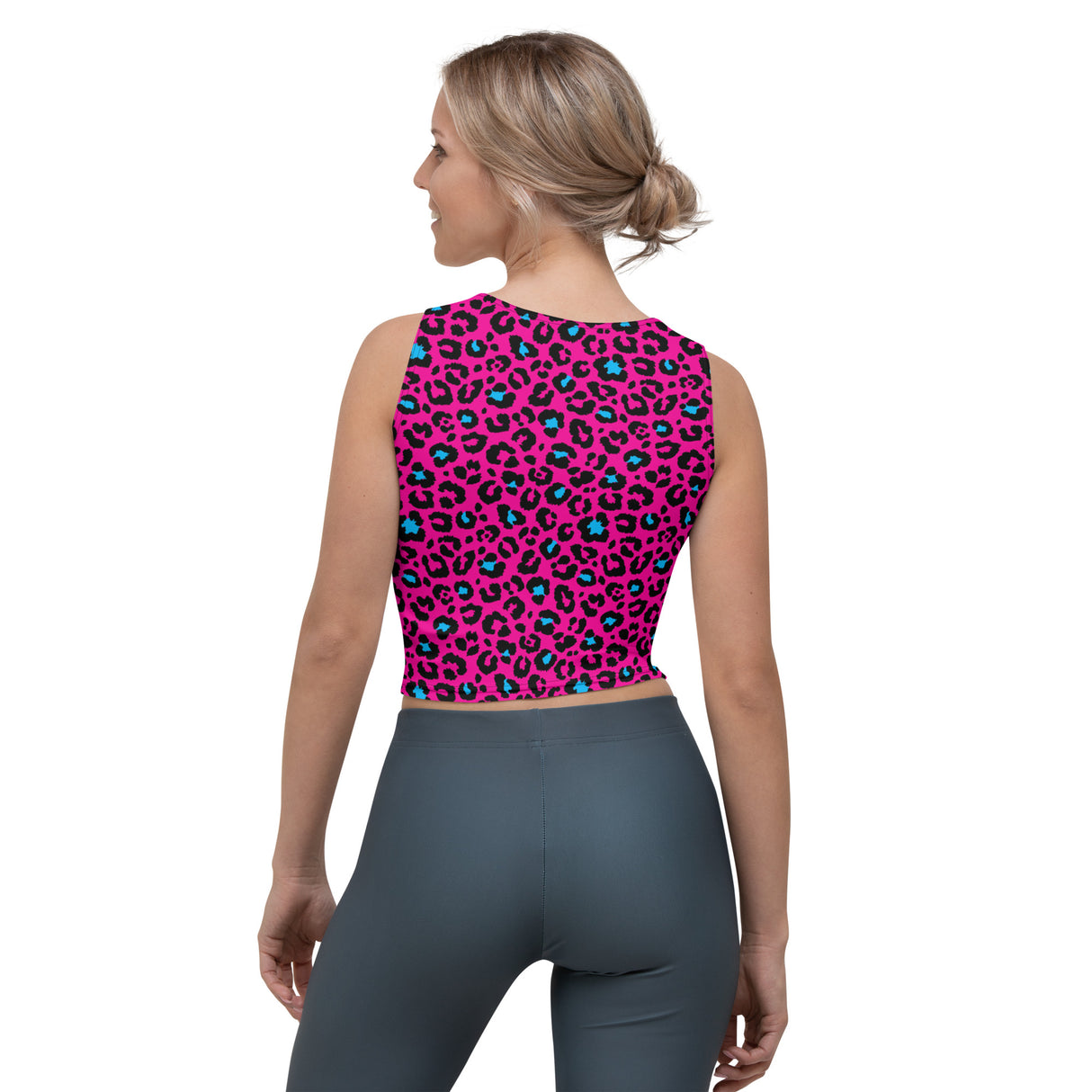 Top corto de leopardo rosa