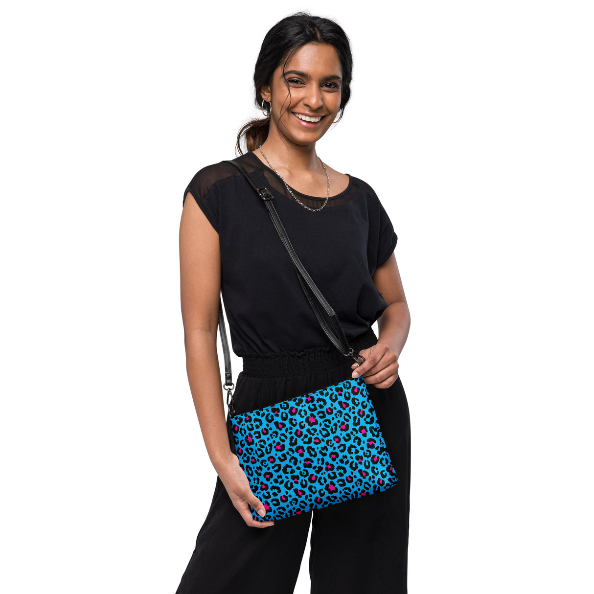 Bolso bandolera de leopardo azul