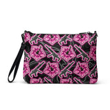 Bolso bandolera de neón negro Hibiscus de gran capacidad