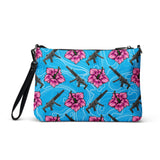 Bolso bandolera azul hibisco de gran capacidad