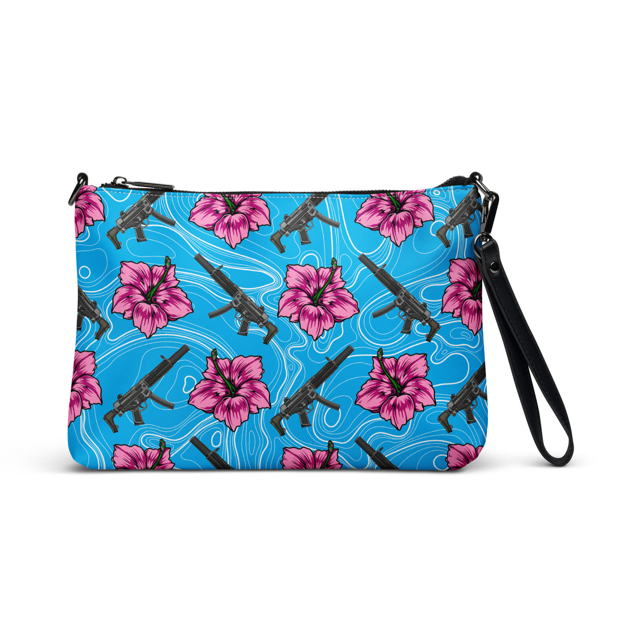 Bolso bandolera azul hibisco de gran capacidad