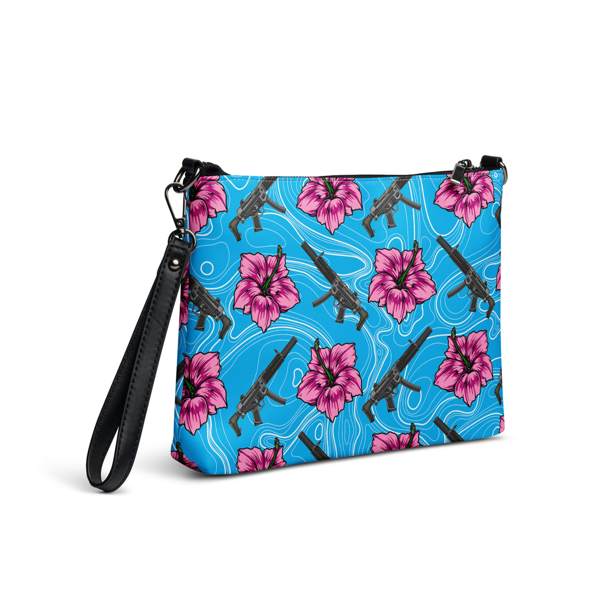 Bolso bandolera azul hibisco de gran capacidad