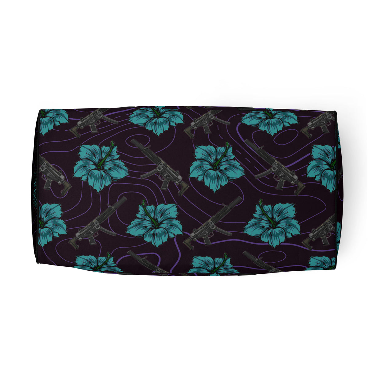 High Capacity Hibiscus Grape and Teal Duffle Bag