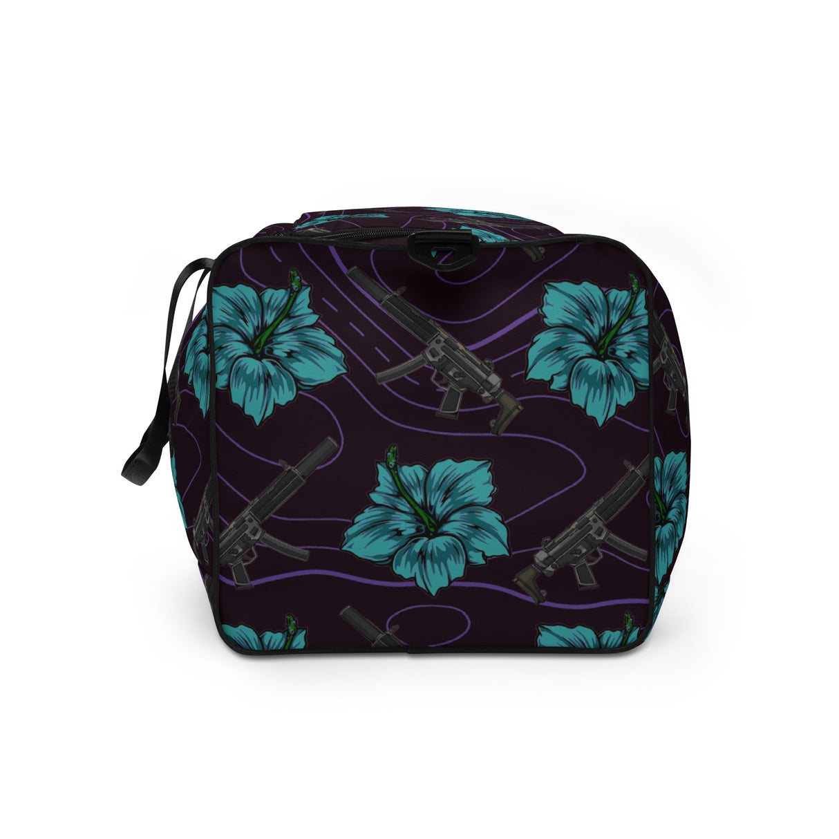 High Capacity Hibiscus Grape and Teal Duffle Bag