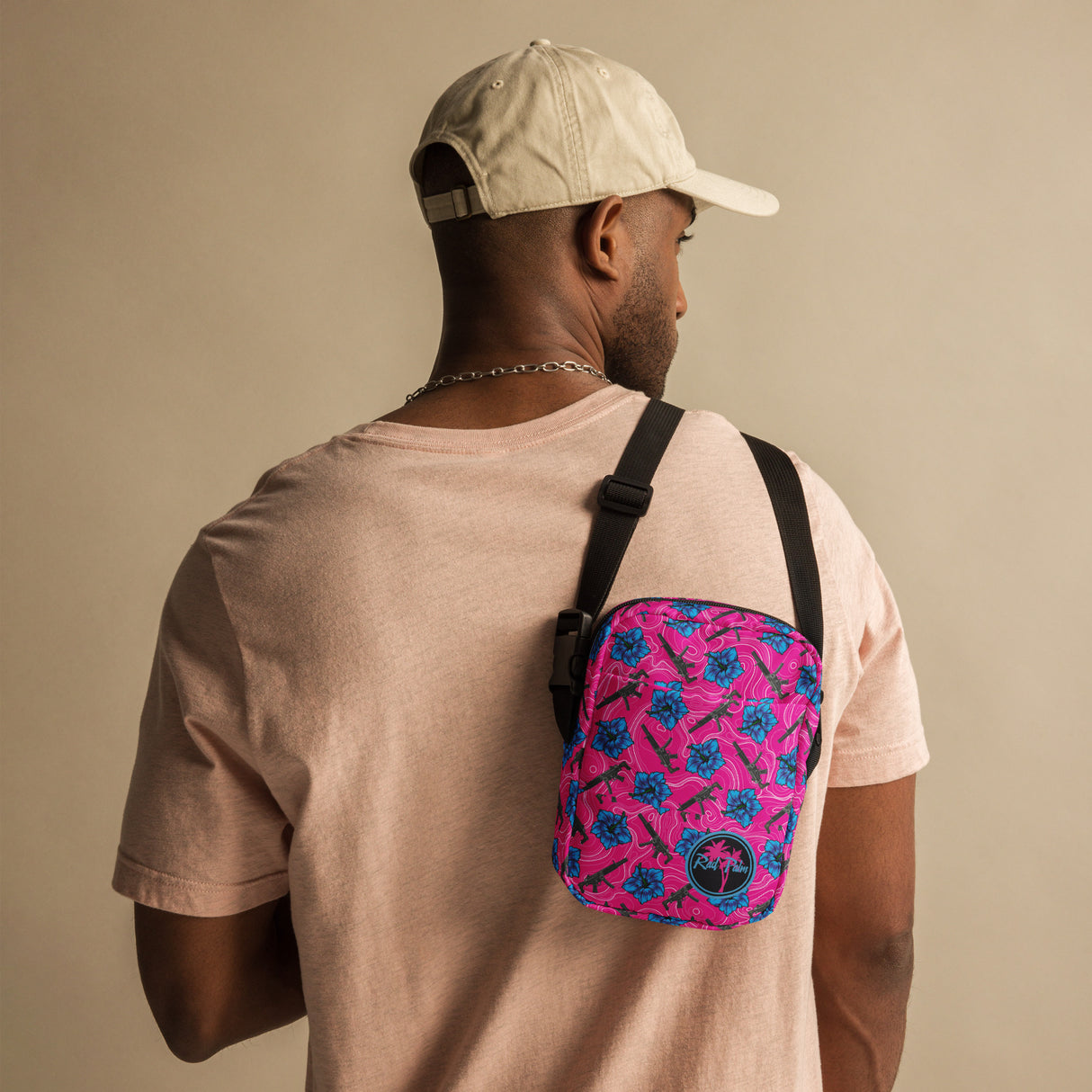 Bolso bandolera utilitario de gran capacidad con diseño de hibisco