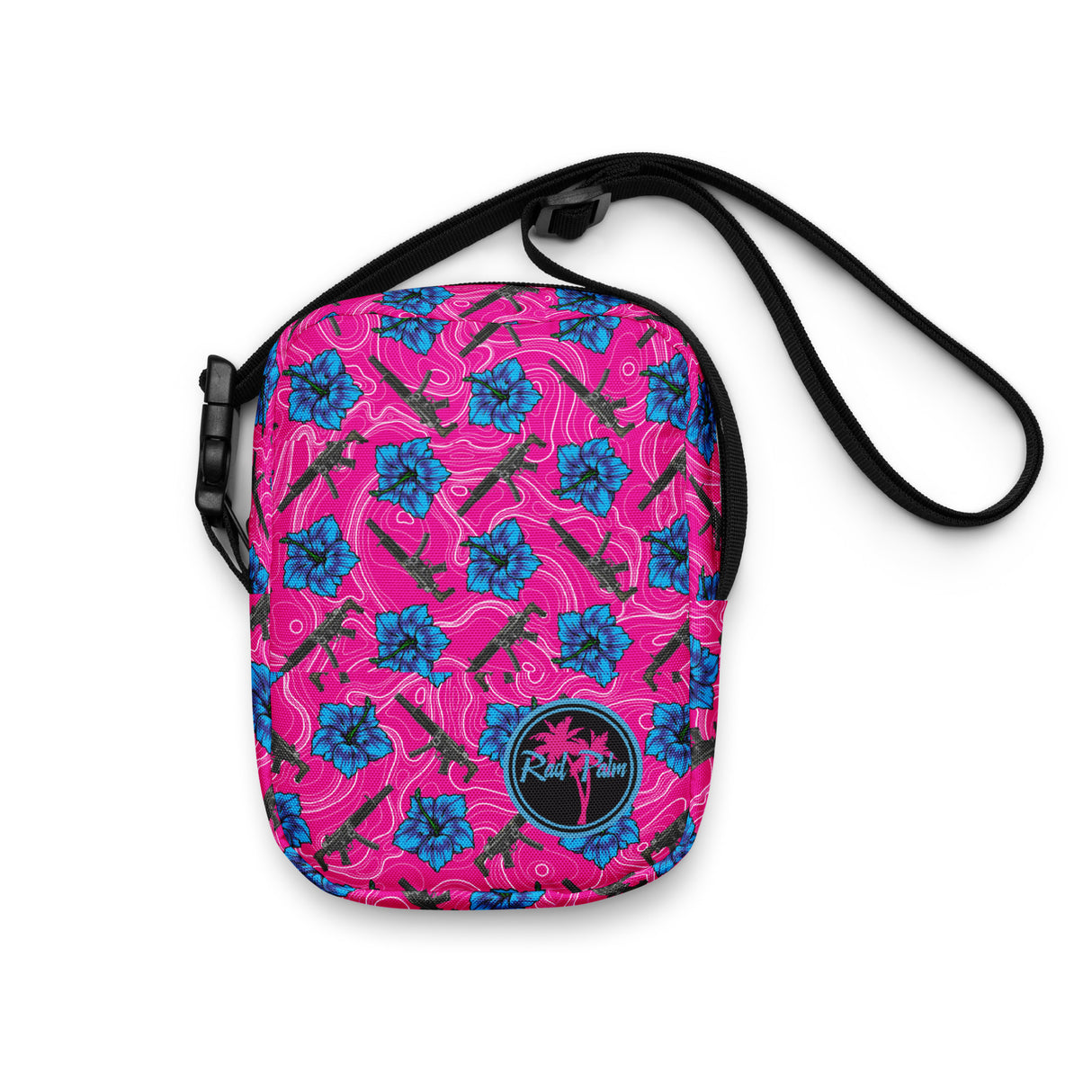 Bolso bandolera utilitario de gran capacidad con diseño de hibisco