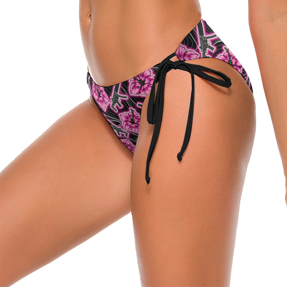 High Capacity Hibiscus Black Neon Bikini Briefs