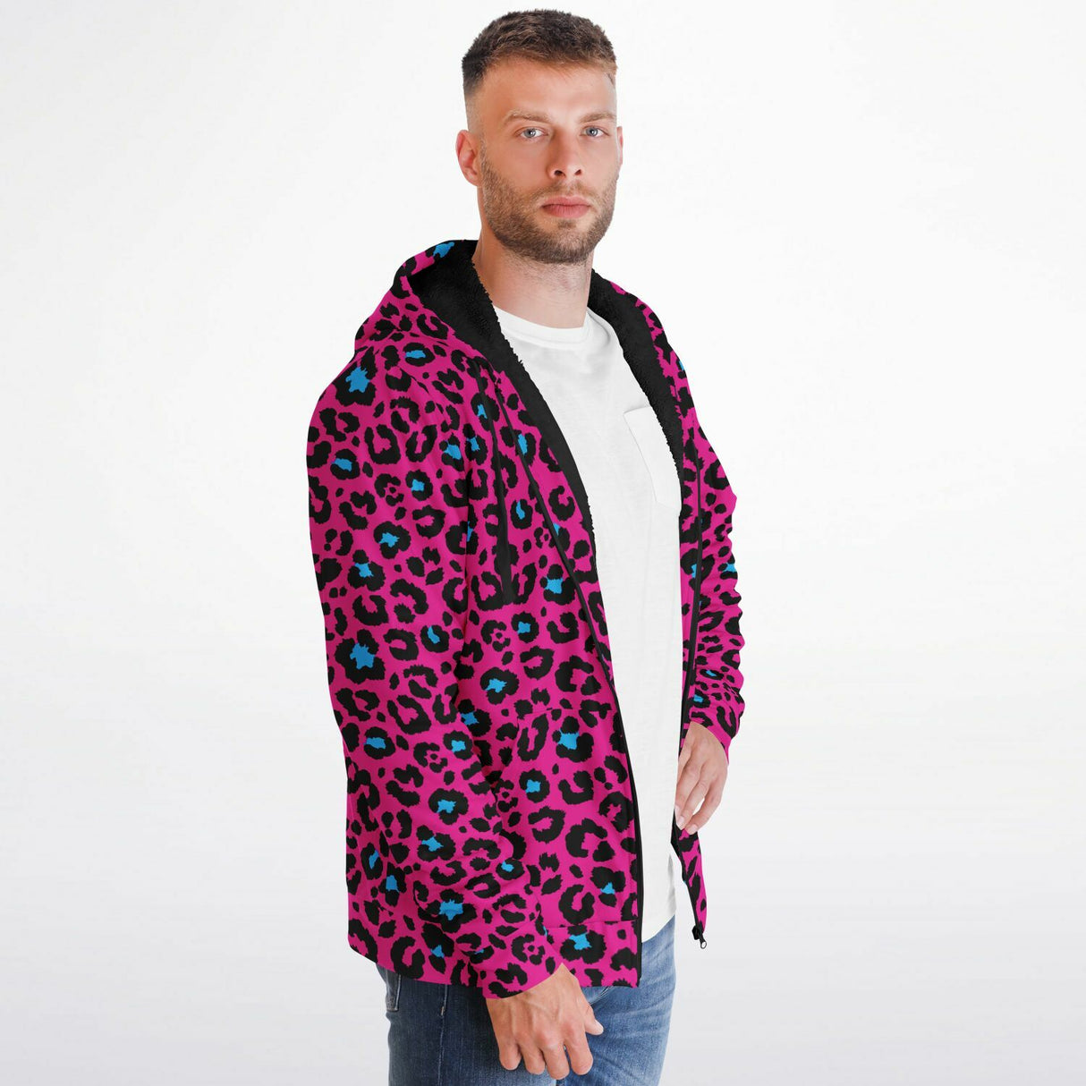 Pink Leopard Microfleece Ziphoodie