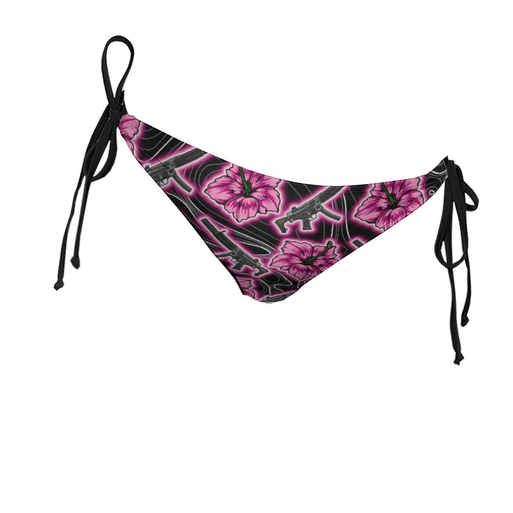 High Capacity Hibiscus Black Neon Bikini Briefs