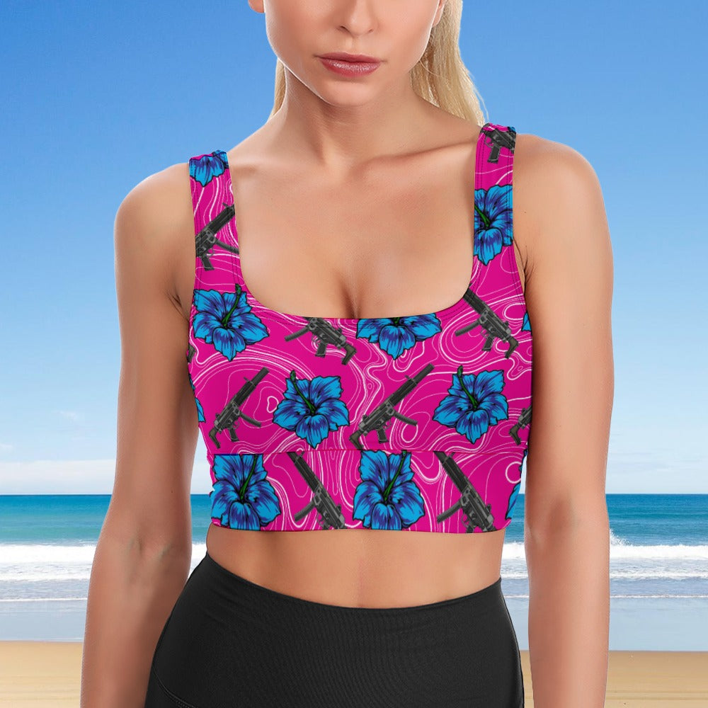 High Capacity Hibiscus Longline Bra Top