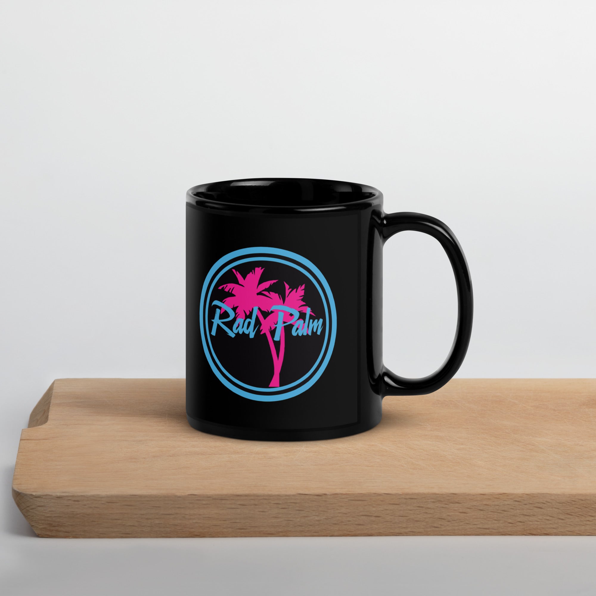 Rad Palm Logo Black Glossy Mug