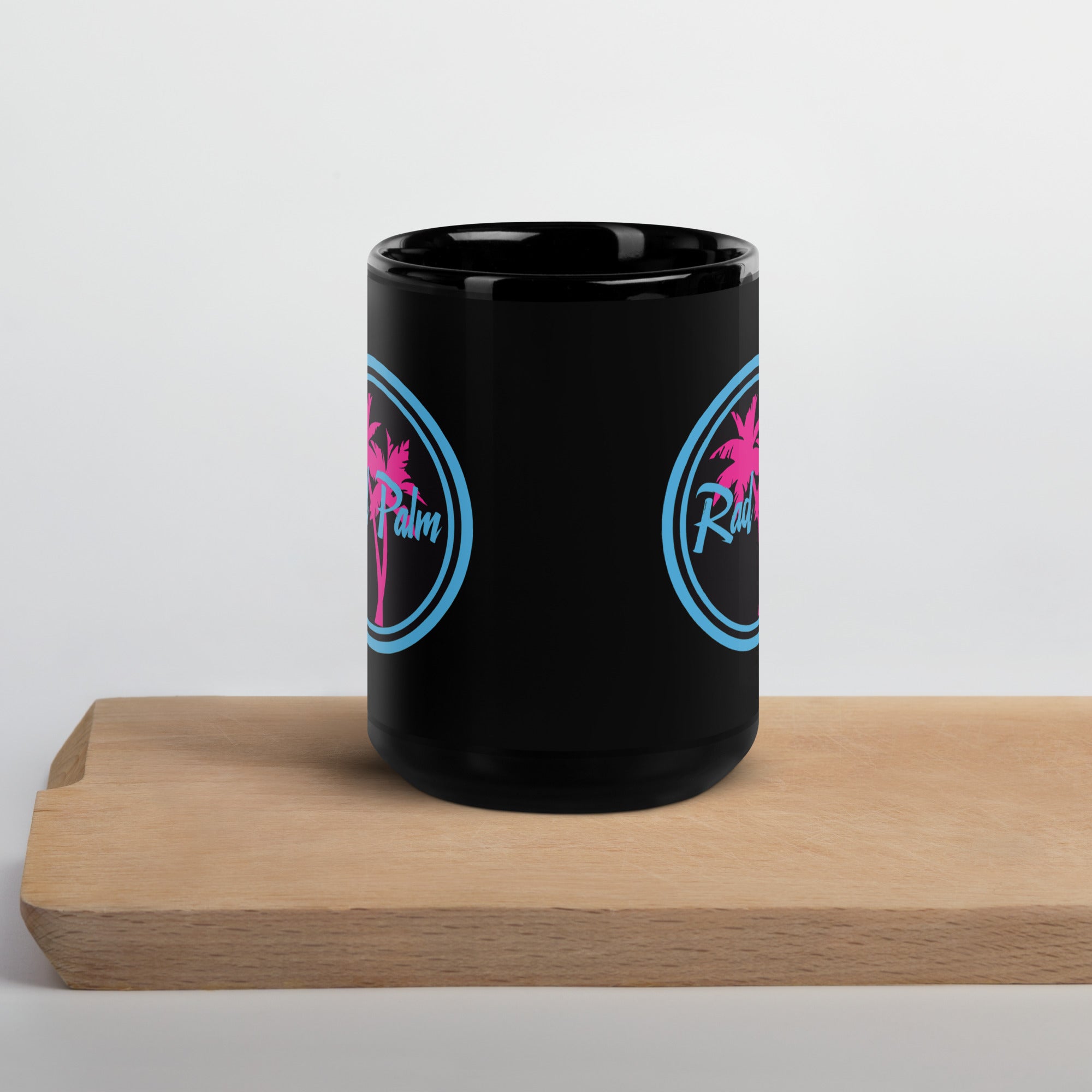 Rad Palm Logo Black Glossy Mug