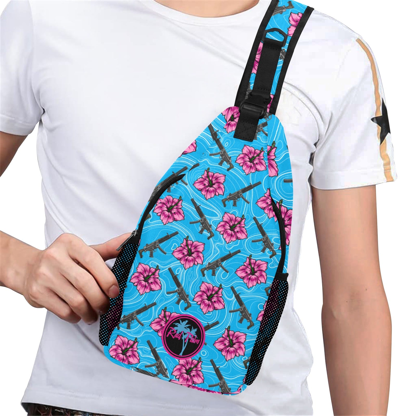 High Capacity Hibiscus Blue Chest Bag