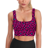 Top sujetador largo con estampado de leopardo rosa