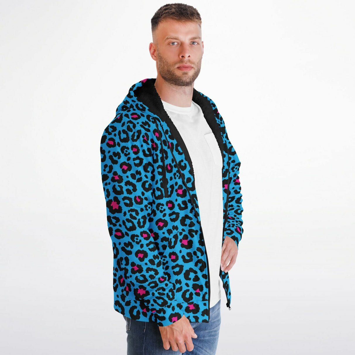 Blue Leopard Microfleece Ziphoodie