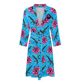 High Capacity Hibiscus Blue Men's Bathrobe