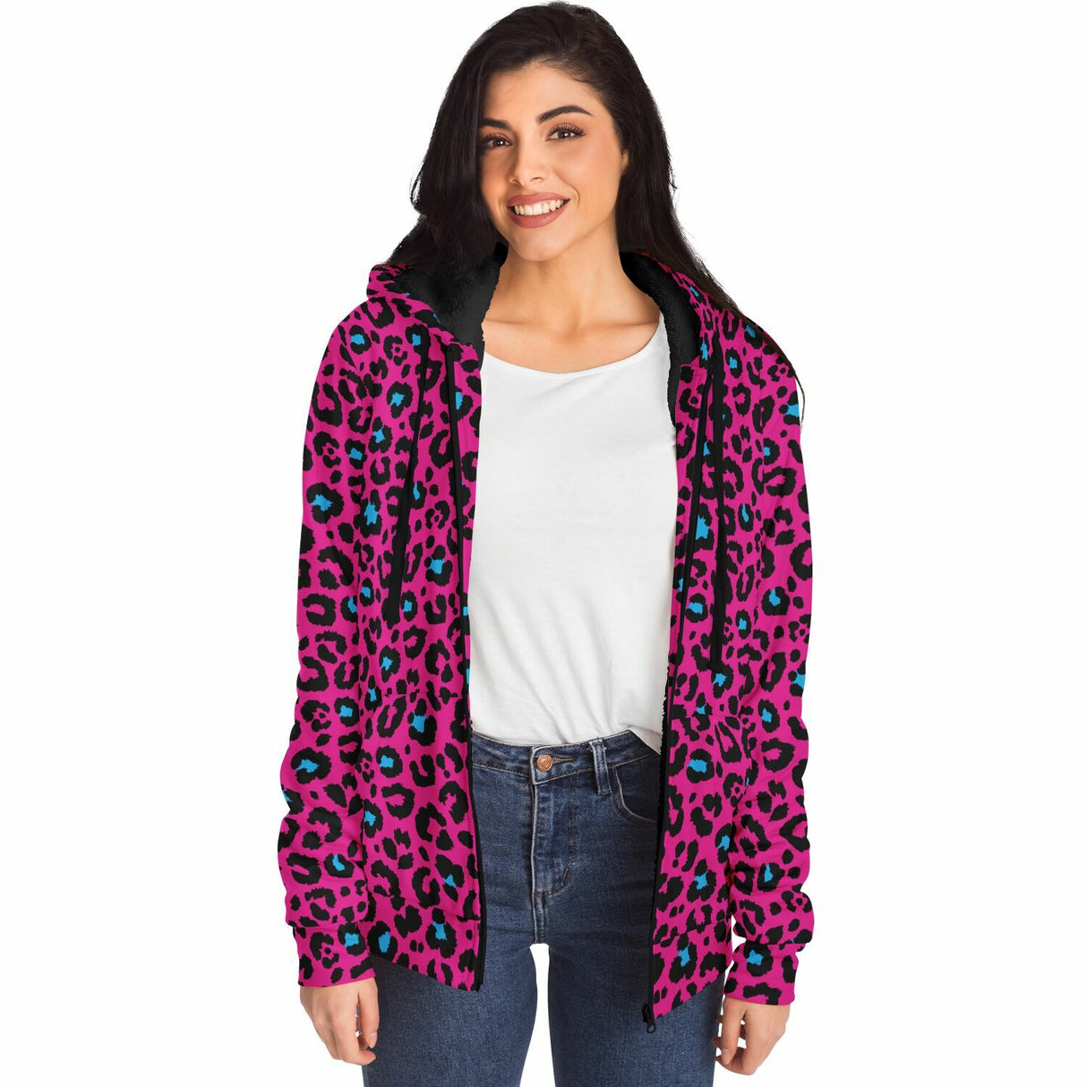 Pink Leopard Microfleece Ziphoodie