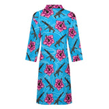 High Capacity Hibiscus Blue Men's Bathrobe