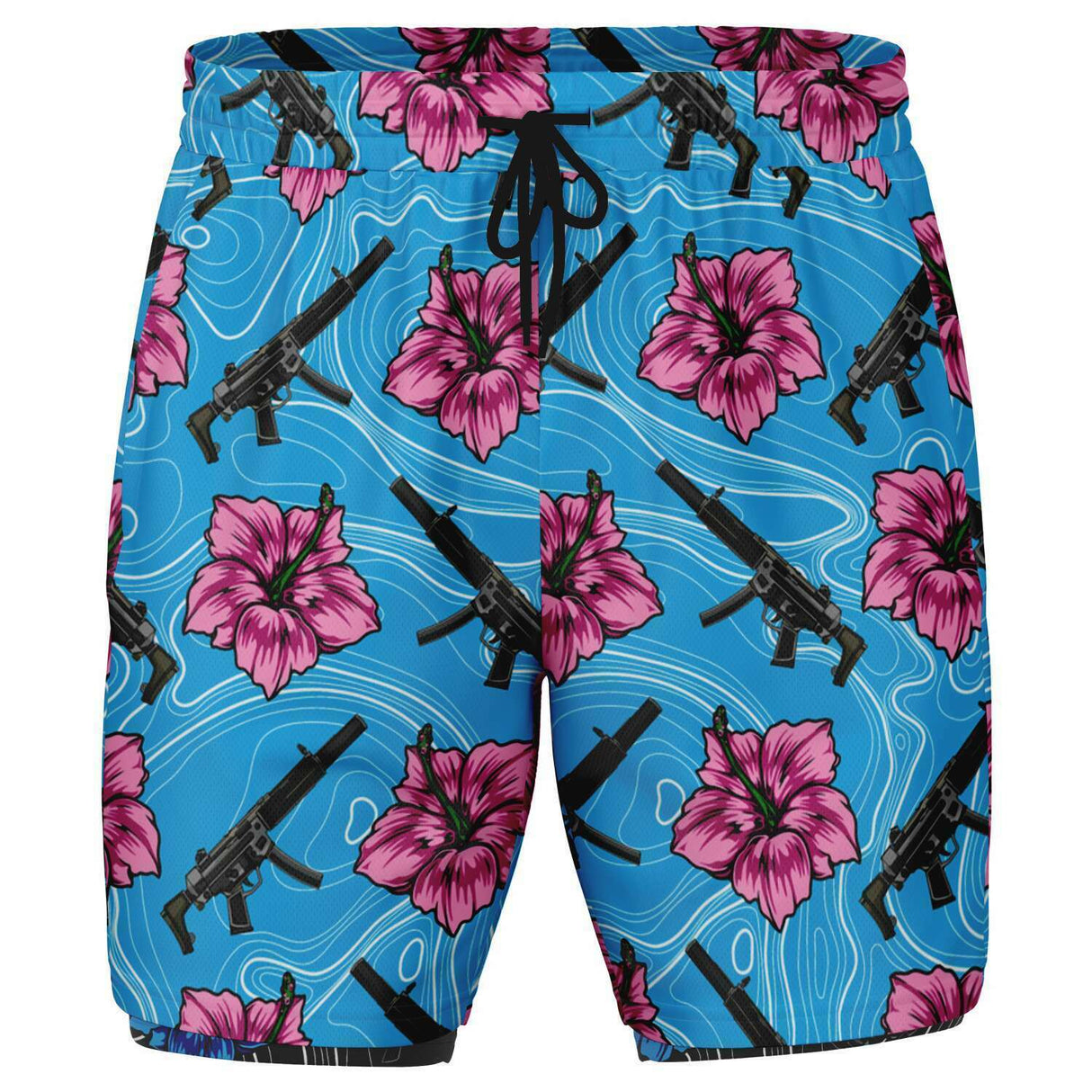 Rad Palm High Capacity Hibiscus Men's 2-in-1 Shorts