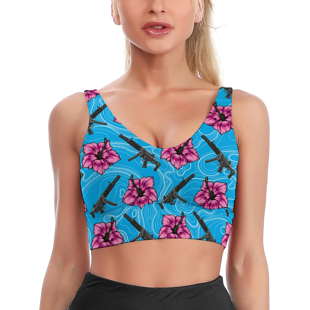 High Capacity Hibiscus Blue Crop Top