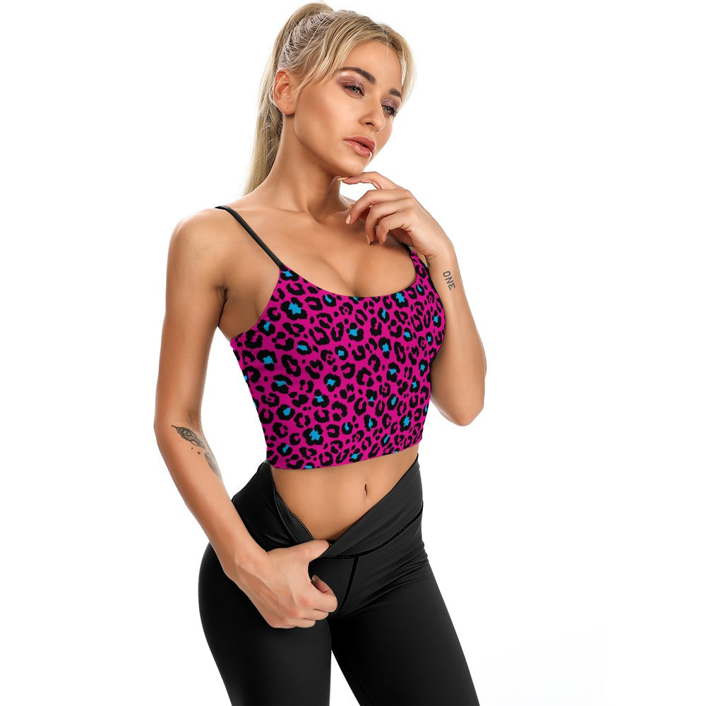 Camisola fina vintage cómoda de leopardo rosa para mujer