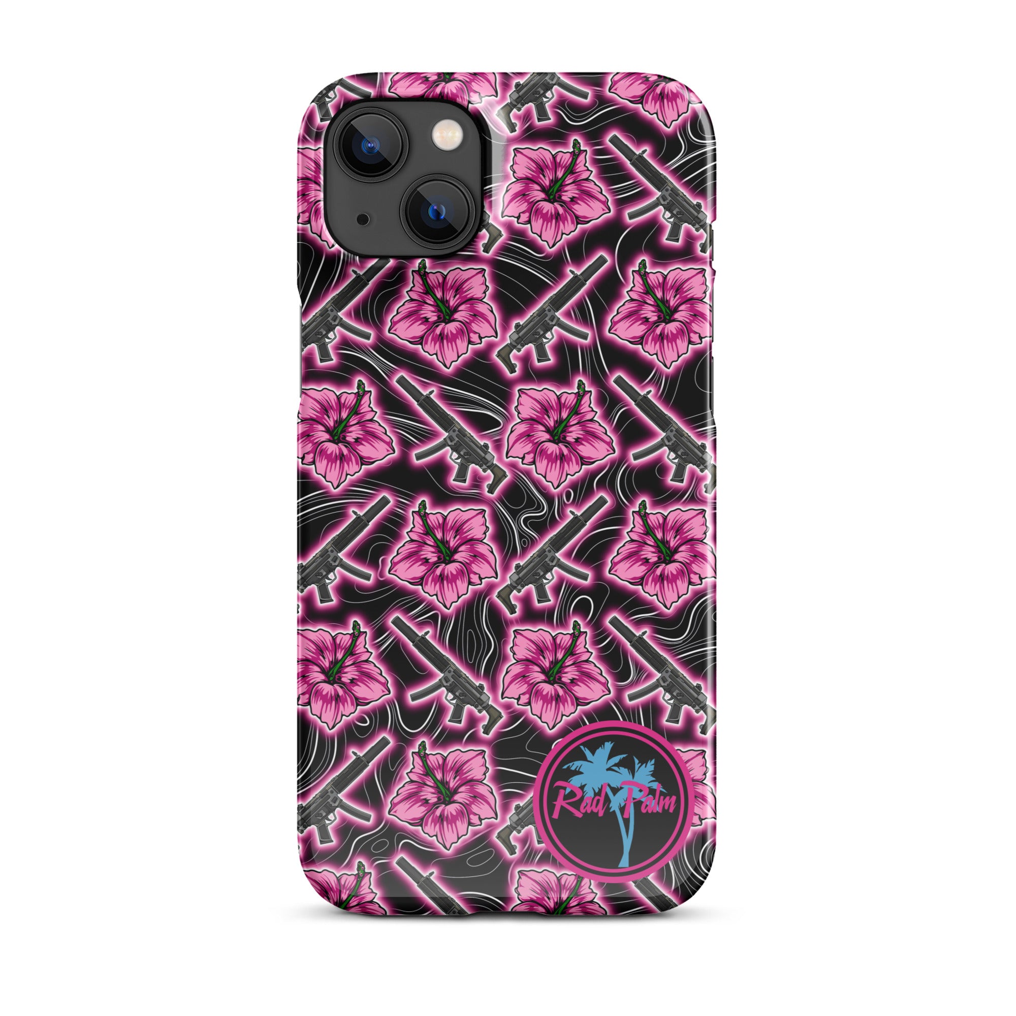 High Capacity Hibiscus Black Neon Snap Case for iPhone®