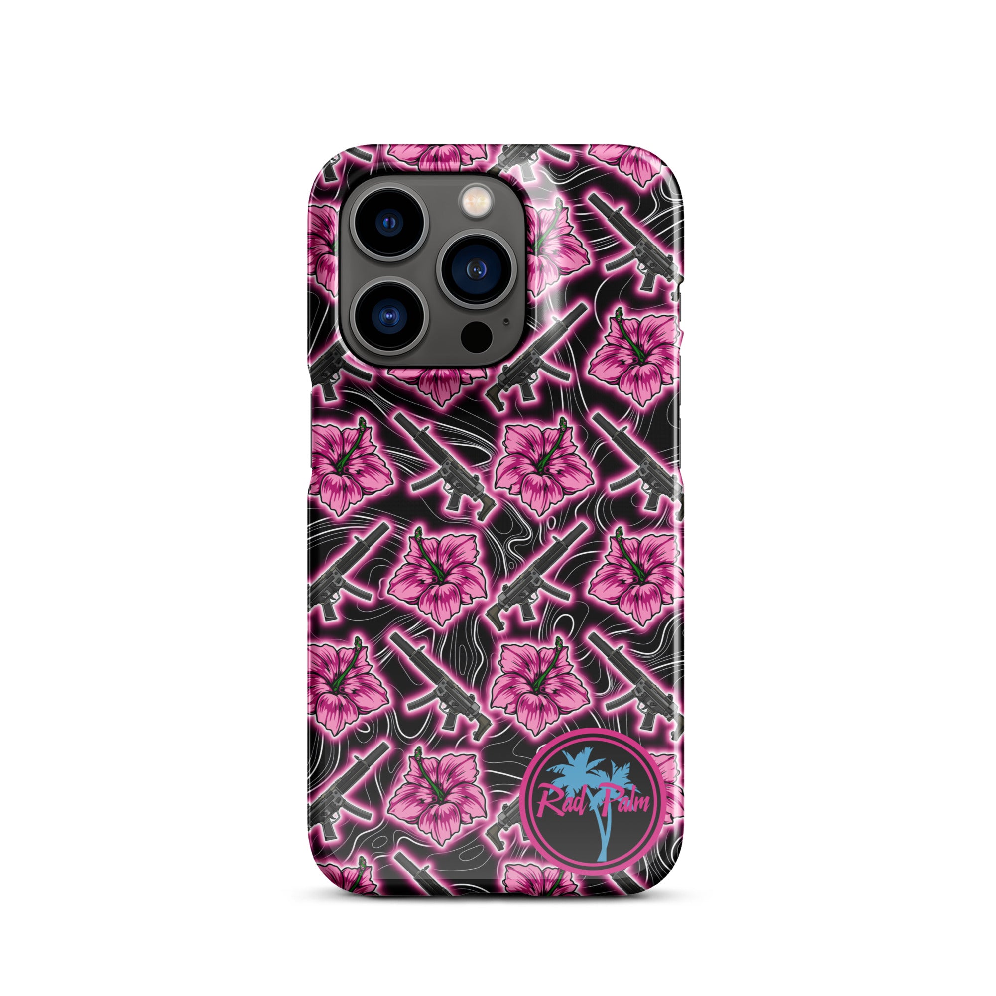 High Capacity Hibiscus Black Neon Snap Case for iPhone®