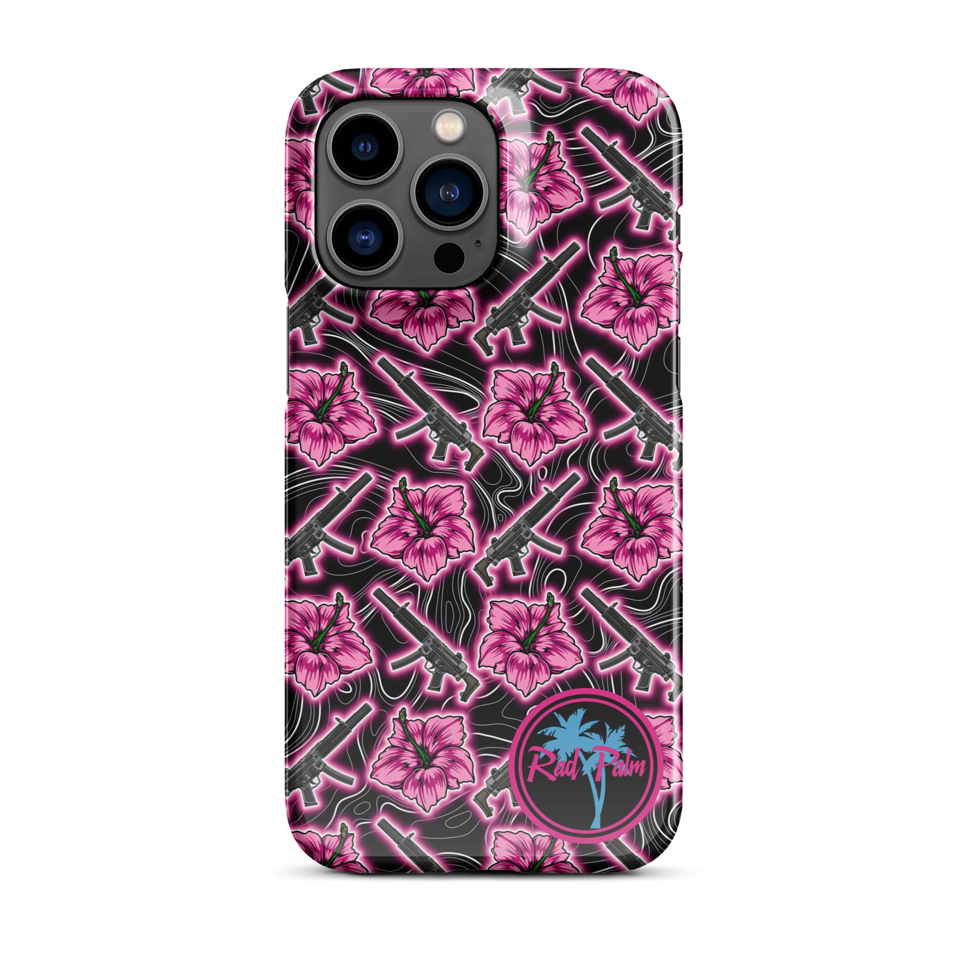 High Capacity Hibiscus Black Neon Snap Case for iPhone®