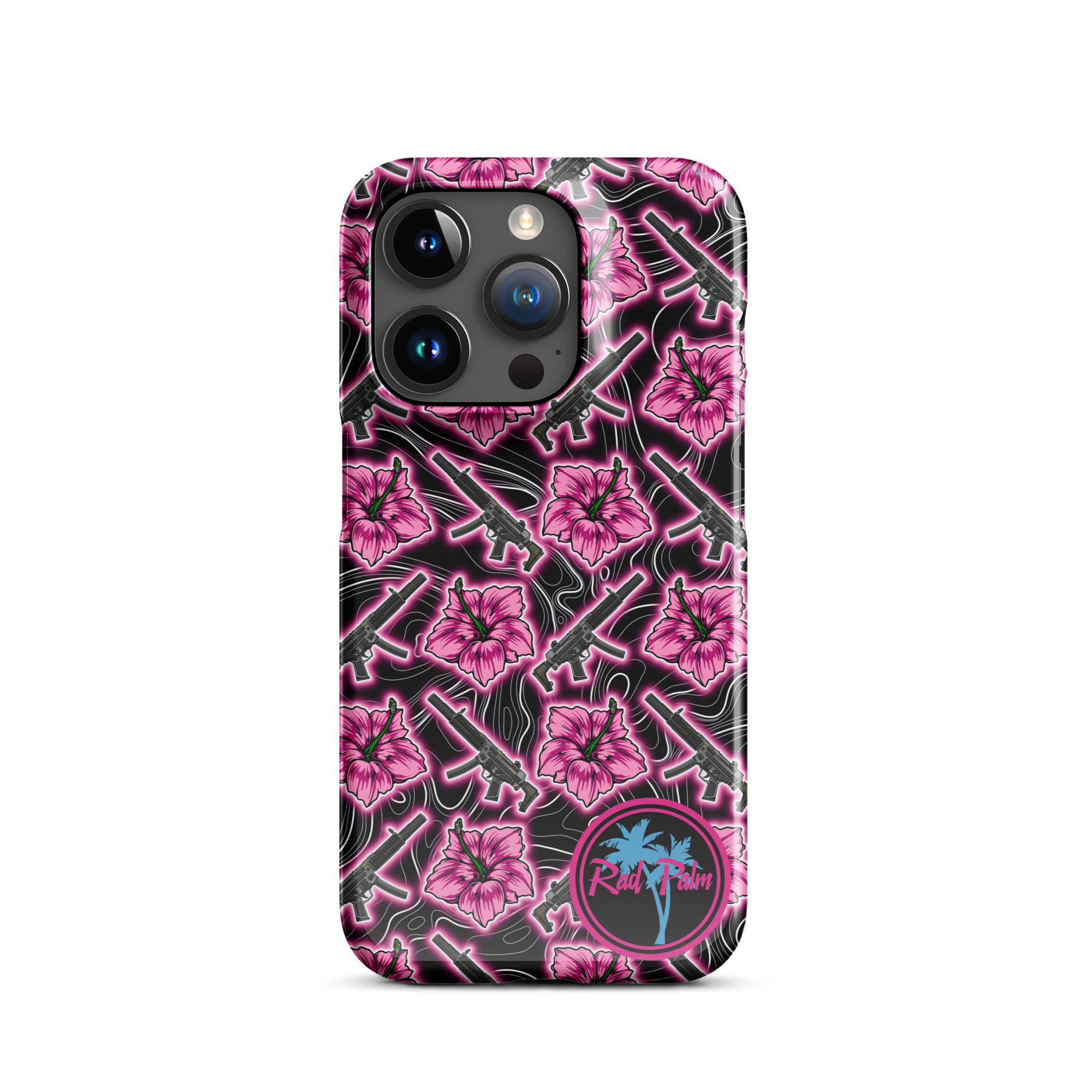 High Capacity Hibiscus Black Neon Snap Case for iPhone®