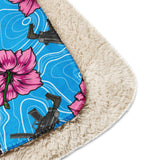 High Capacity Hibiscus Blue Sherpa Blanket