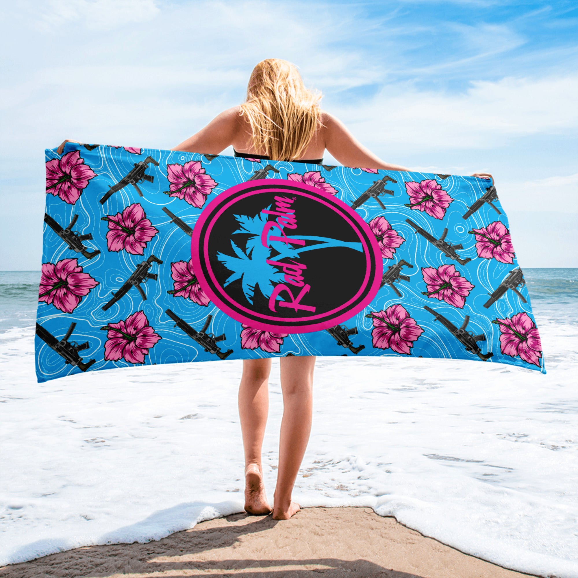 High Capacity Hibiscus Blue Towel