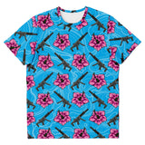 Camiseta unisex azul hibisco de alta capacidad Rad Palm 