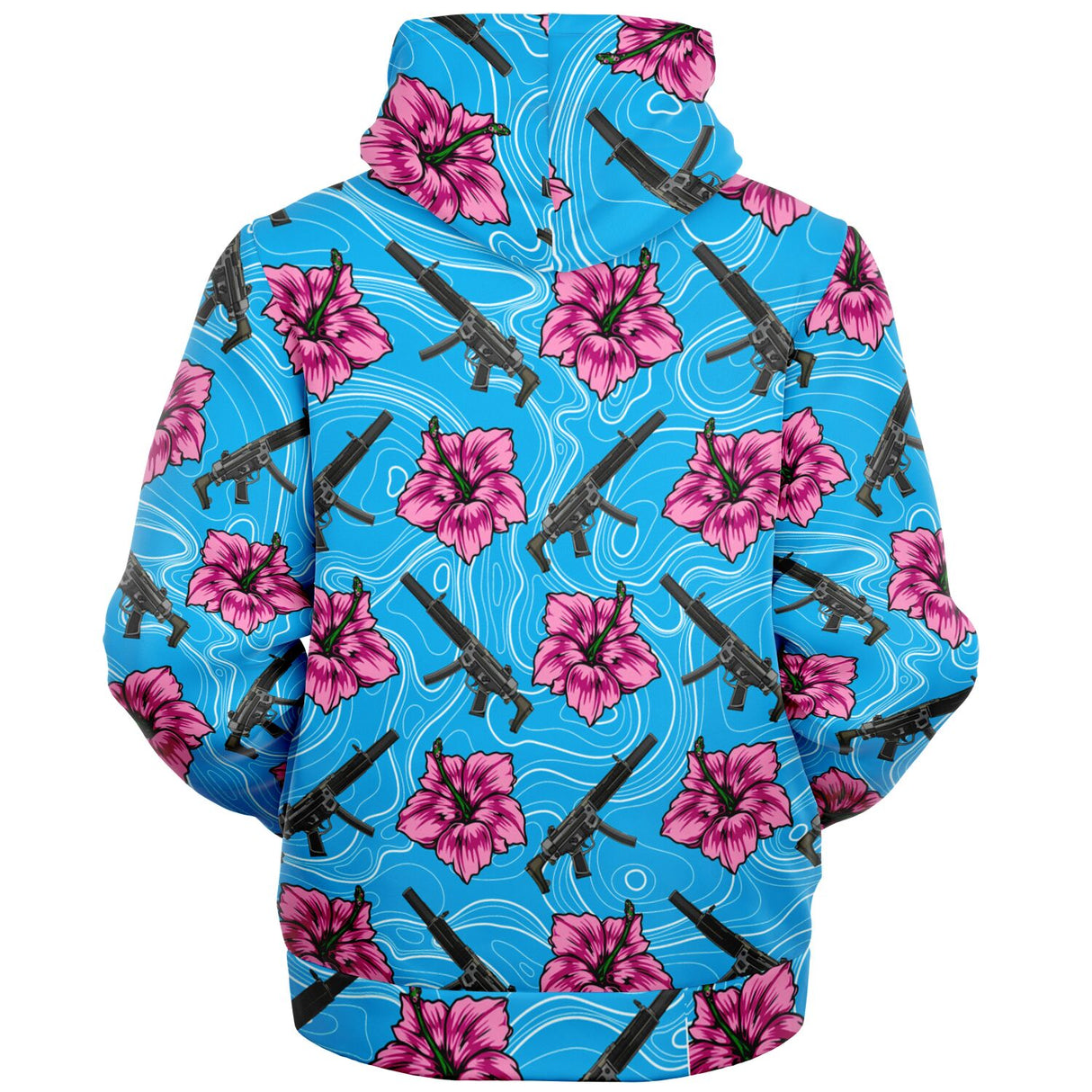 Sudadera con capucha y cremallera de microfibra azul hibisco de gran capacidad de Rad Palm 