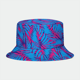 Sombrero de pescador con hojas de palmera azul, rosa y morado de Rad