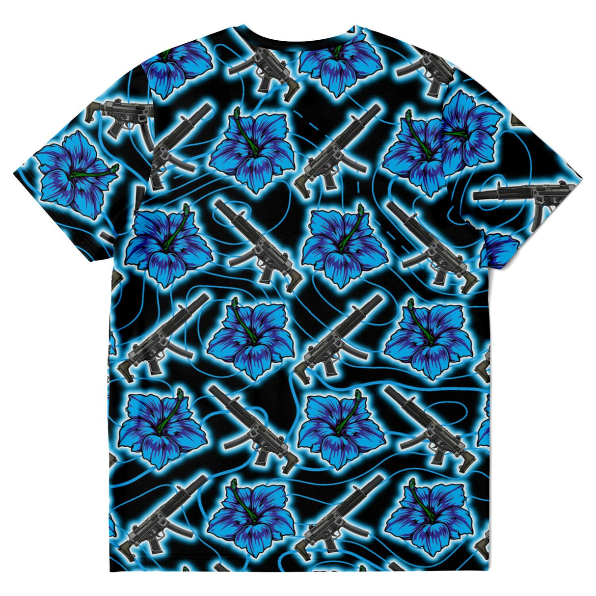 Rad Palm High Capacity Hibiscus Blue Neon T-Shirt