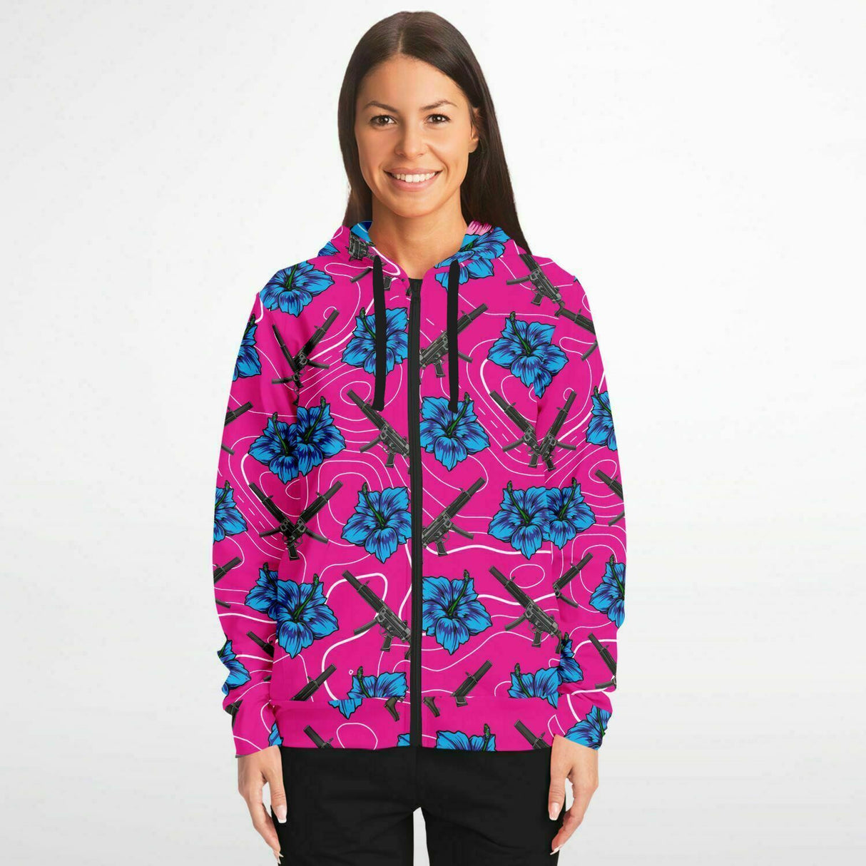 Sudadera con capucha y cremallera de alta capacidad Hibiscus de Rad Palm