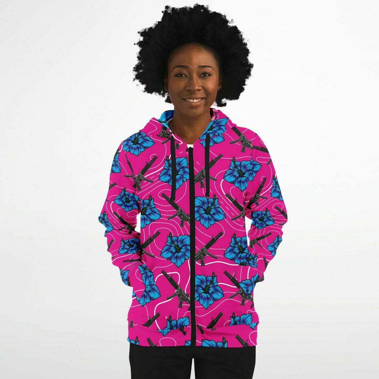 Sudadera con capucha y cremallera de alta capacidad Hibiscus de Rad Palm