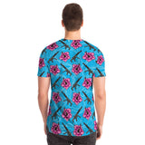 Camiseta unisex azul hibisco de alta capacidad Rad Palm 