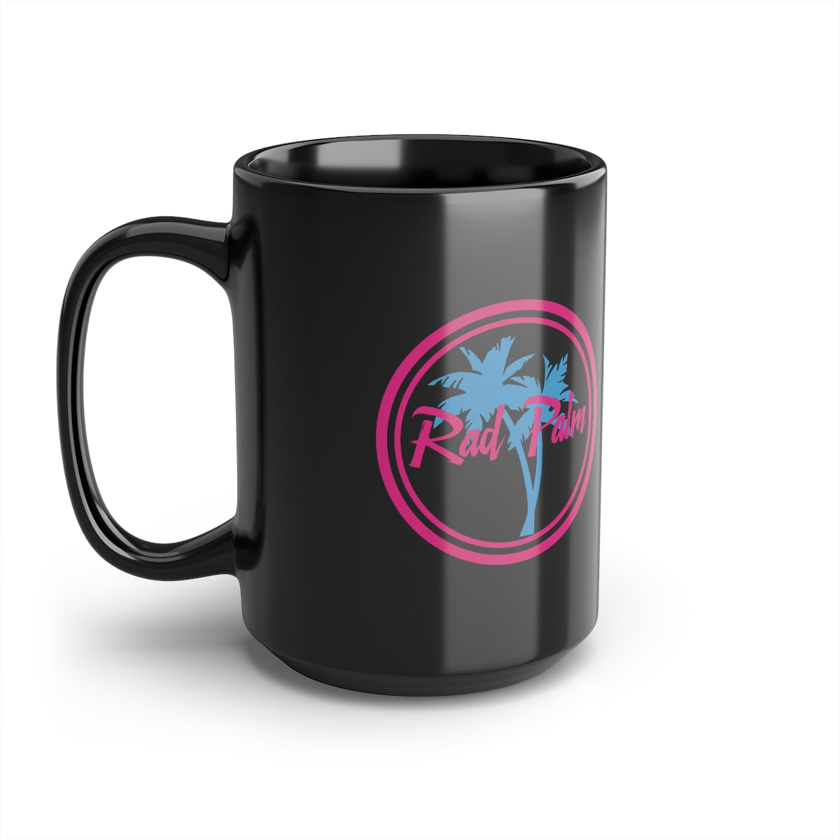 Rad Palm Pink Logo Black Mug, 15oz