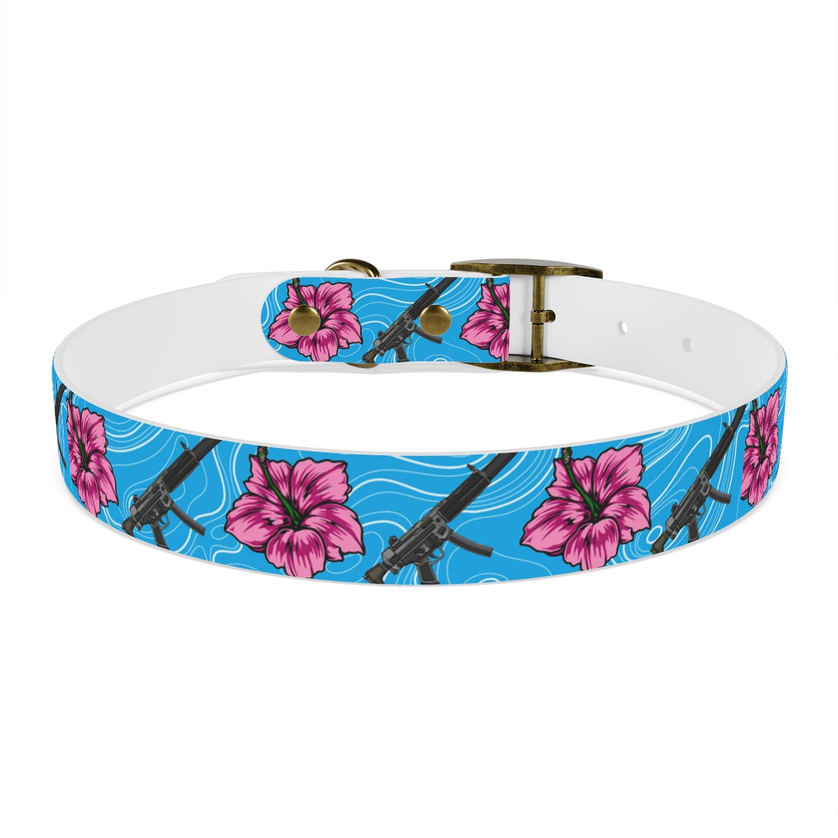 Collar para perros azul hibisco de alta capacidad Rad Palm 