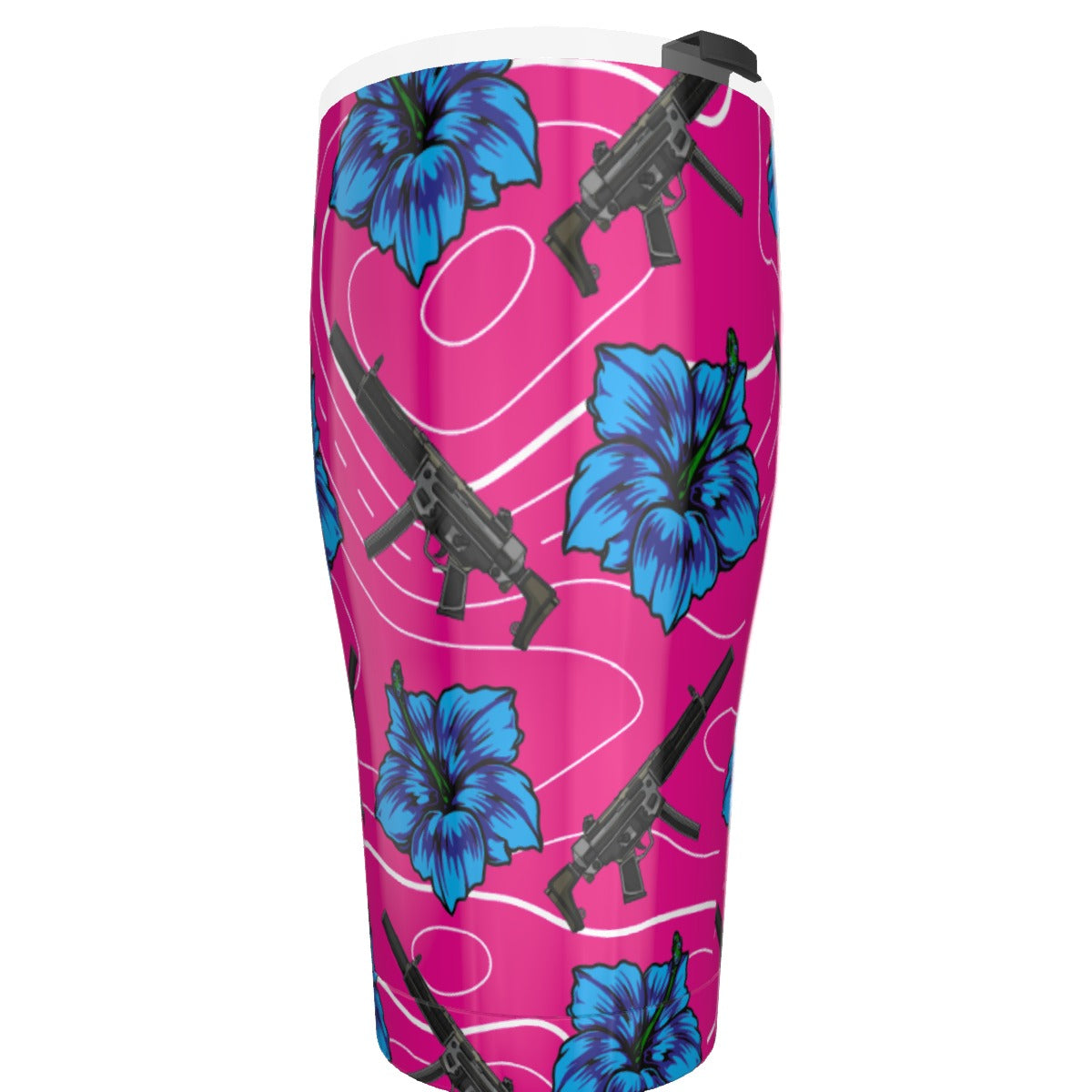 Vaso Rad Palm de alta capacidad con diseño de hibisco de 30 oz