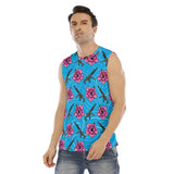 Rad Palm High Capacity Hibiscus Blue Men's O-neck Sleeveless Tank Top