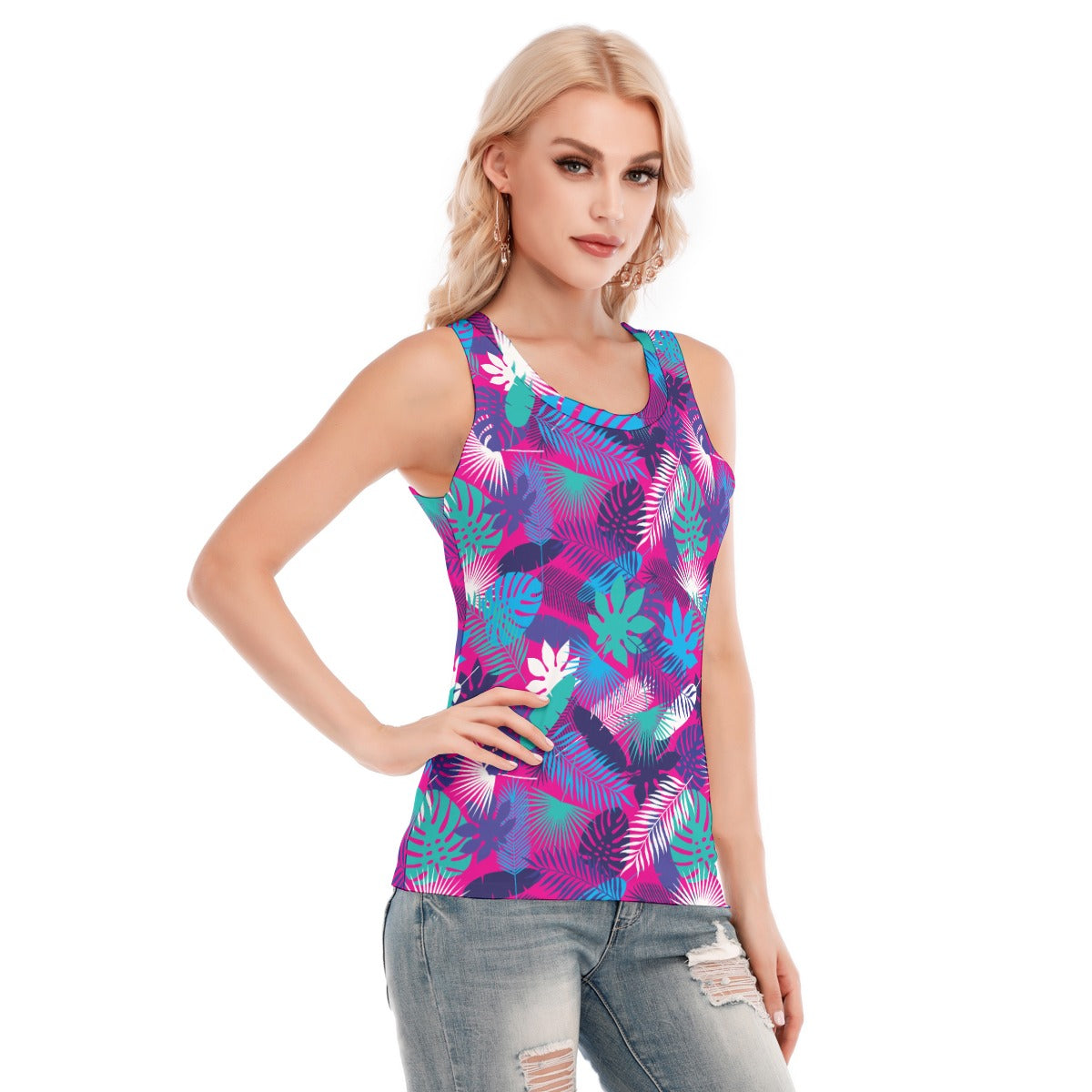 Neon Jungle Pink 2 Women's Skinny Sport Tank Top