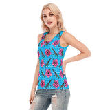 High Capacity Hibiscus Blue Women's Skinny Sport Tank Top