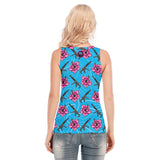 High Capacity Hibiscus Blue Women's Skinny Sport Tank Top