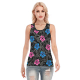 High Capacity Hibiscus Black Women's Skinny Sport Tank Top