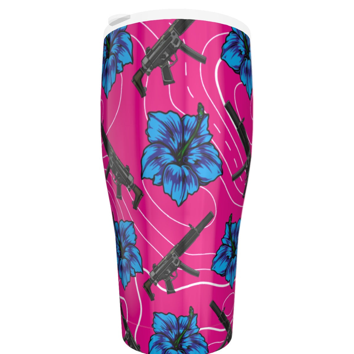 Vaso Rad Palm de alta capacidad con diseño de hibisco de 30 oz