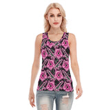 High Capacity Hibiscus Black Neon Women's Skinny Sport Tank Top