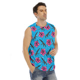 Rad Palm High Capacity Hibiscus Blue Men's O-neck Sleeveless Tank Top